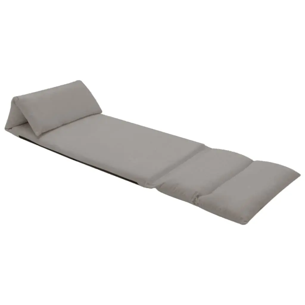 Folding Floor Chair Lounger Adjustable Chaise Grey Microfibre