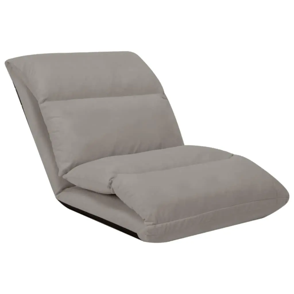 Folding Floor Chair Lounger Adjustable Chaise Grey Microfibre