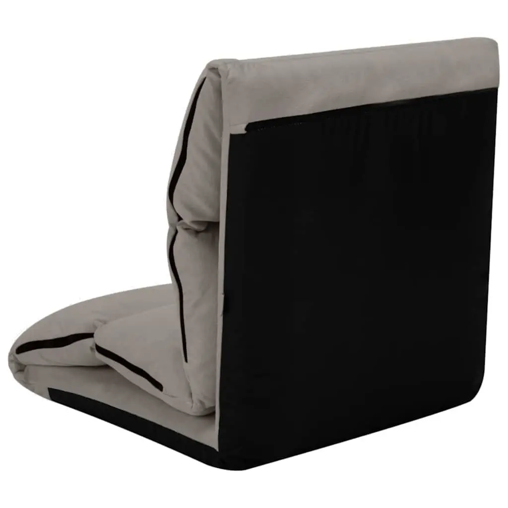 Folding Floor Chair Lounger Adjustable Chaise Grey Microfibre