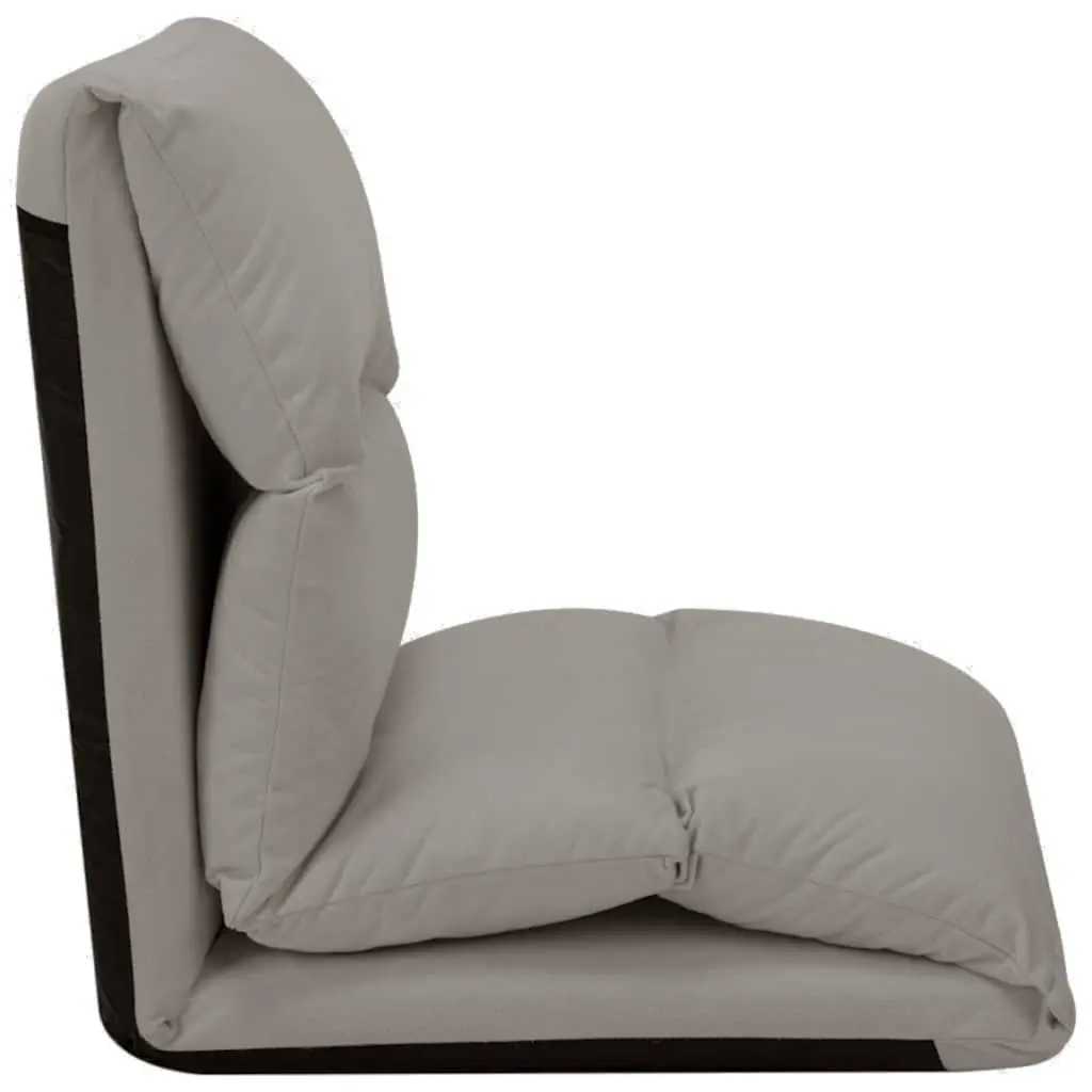 Folding Floor Chair Lounger Adjustable Chaise Grey Microfibre
