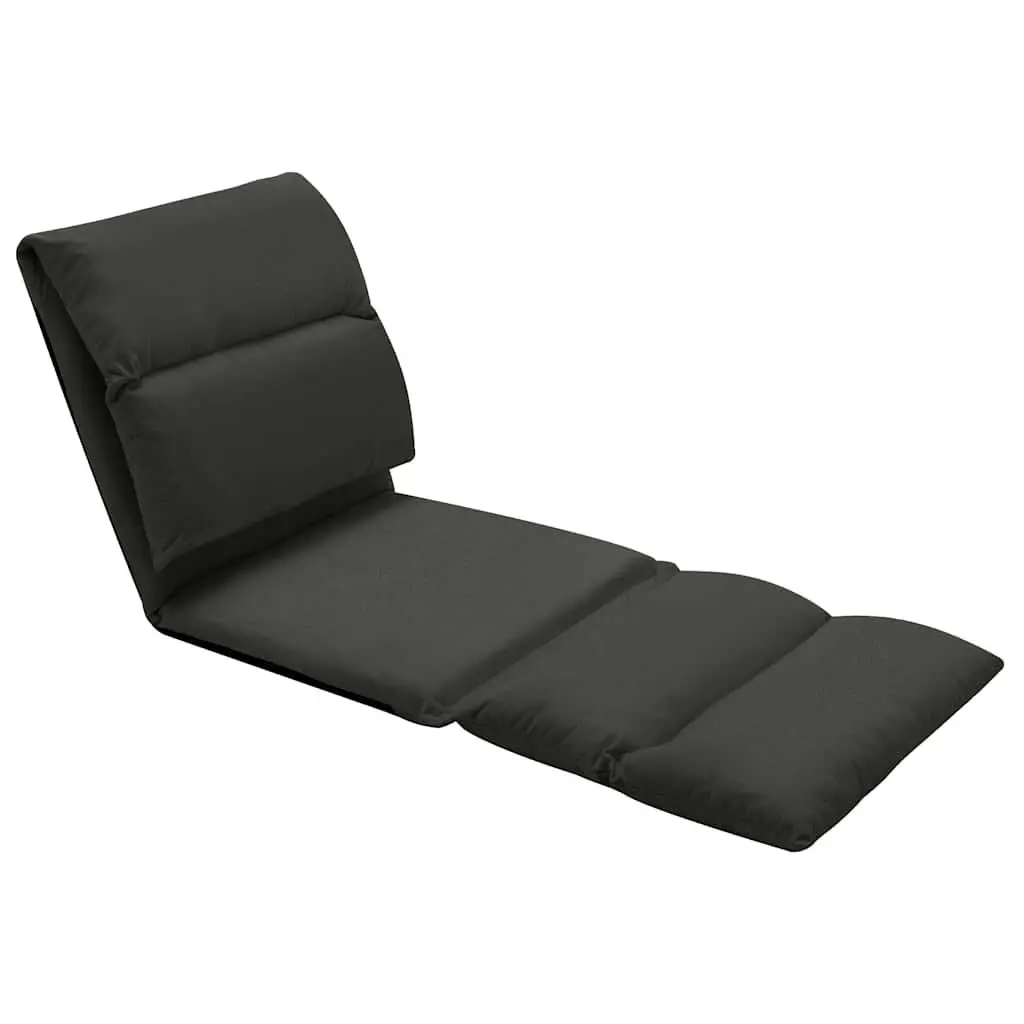 Adjustable Microfibre Floor Lounge Chair Folding Recliner Black for Indoor Outdoor Use