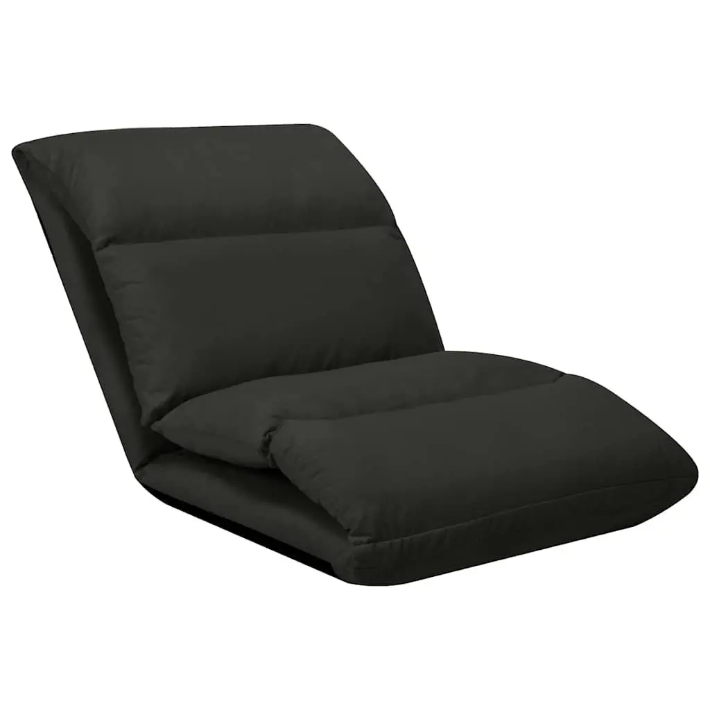 Adjustable Microfibre Floor Lounge Chair Folding Recliner Black for Indoor Outdoor Use