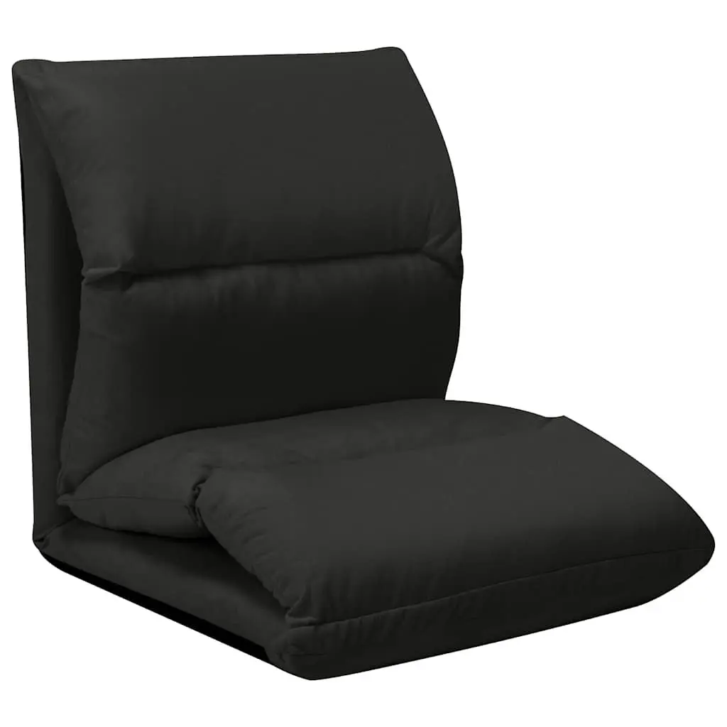 Adjustable Microfibre Floor Lounge Chair Folding Recliner Black for Indoor Outdoor Use