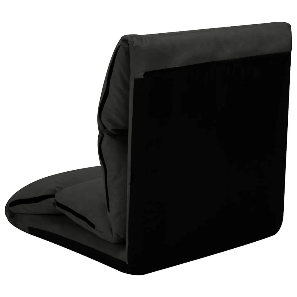 Adjustable Microfibre Floor Lounge Chair Folding Recliner Black for Indoor Outdoor Use