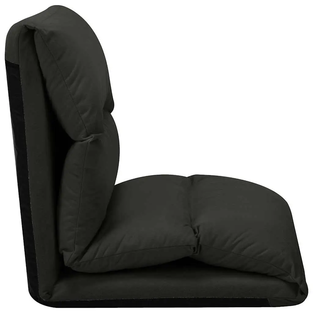 Adjustable Microfibre Floor Lounge Chair Folding Recliner Black for Indoor Outdoor Use