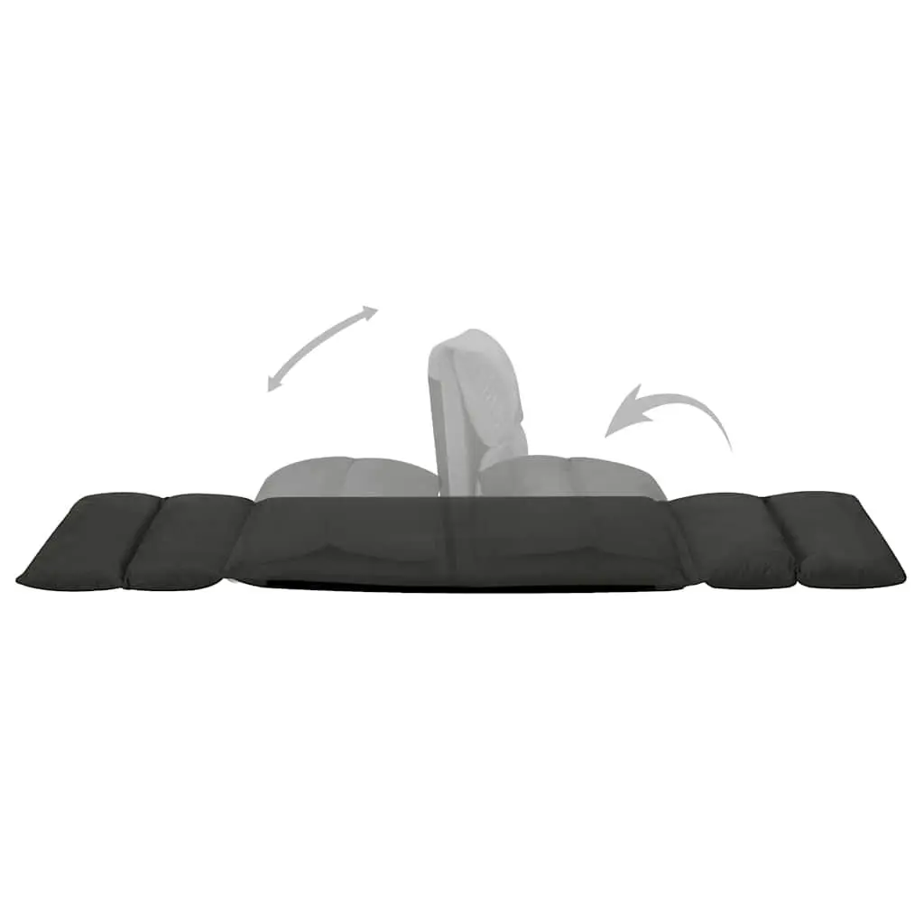 Adjustable Microfibre Floor Lounge Chair Folding Recliner Black for Indoor Outdoor Use