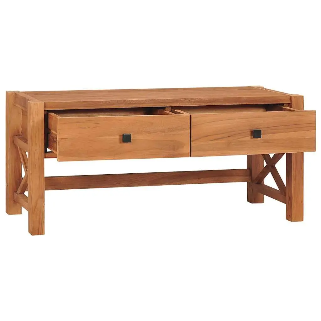 TV Cabinet Teak Wood 100x40x45 cm Storage Unit with Drawers
