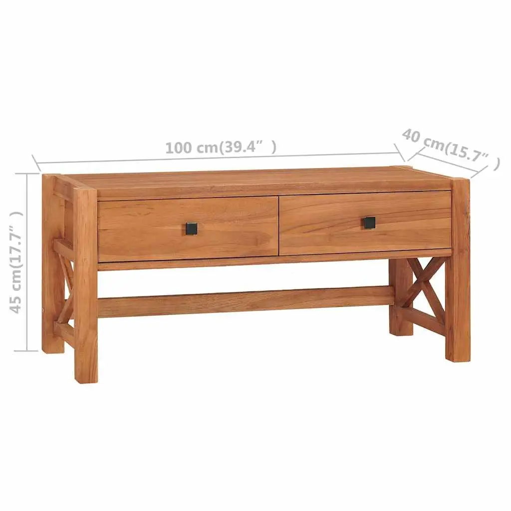 TV Cabinet Teak Wood 100x40x45 cm Storage Unit with Drawers