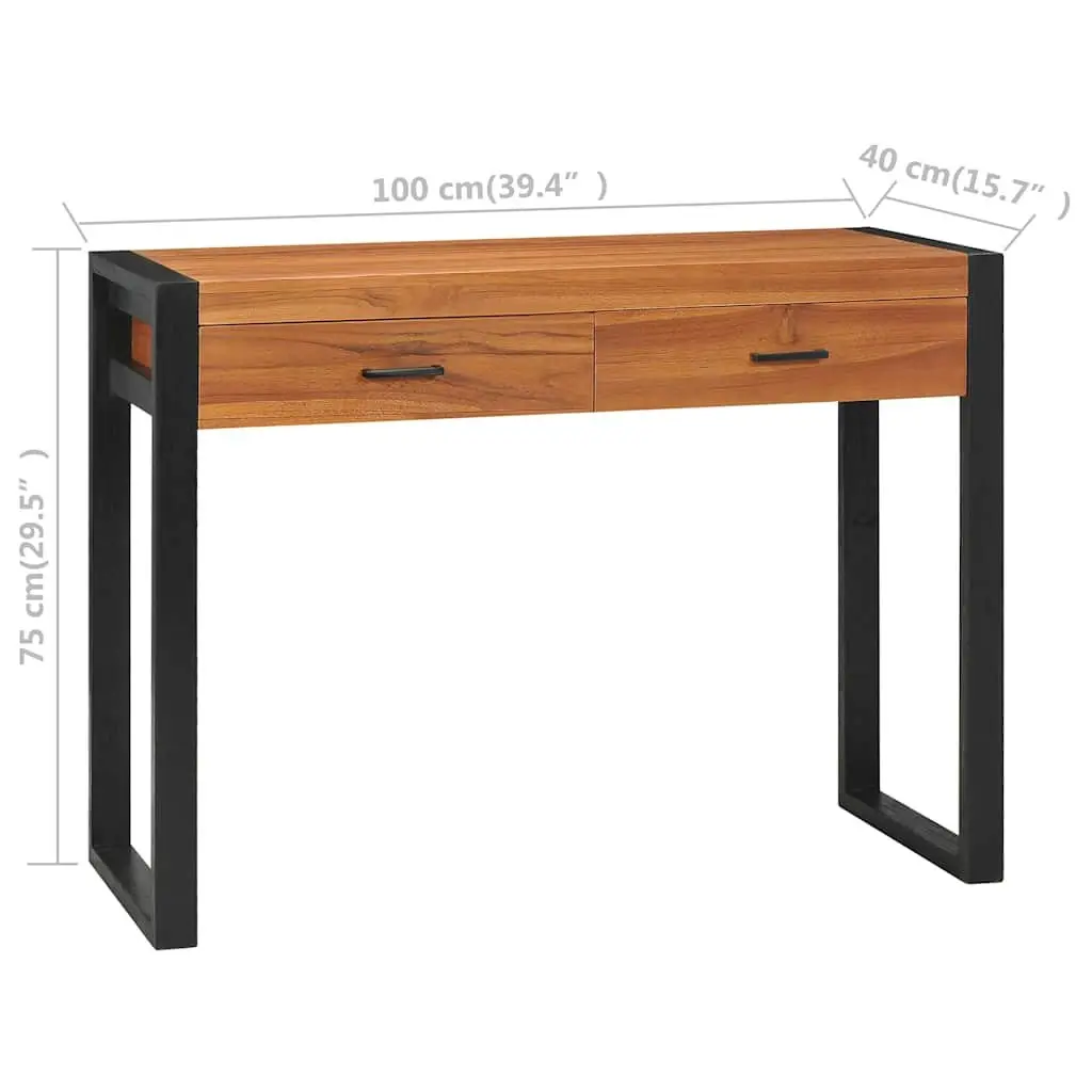 Wooden Desk with 2 Drawers 100x40x75 cm in Brown