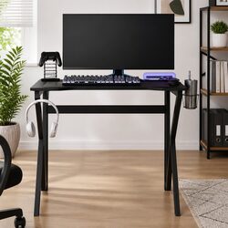 Ergonomic Gaming Desk with Black K Shape Legs
