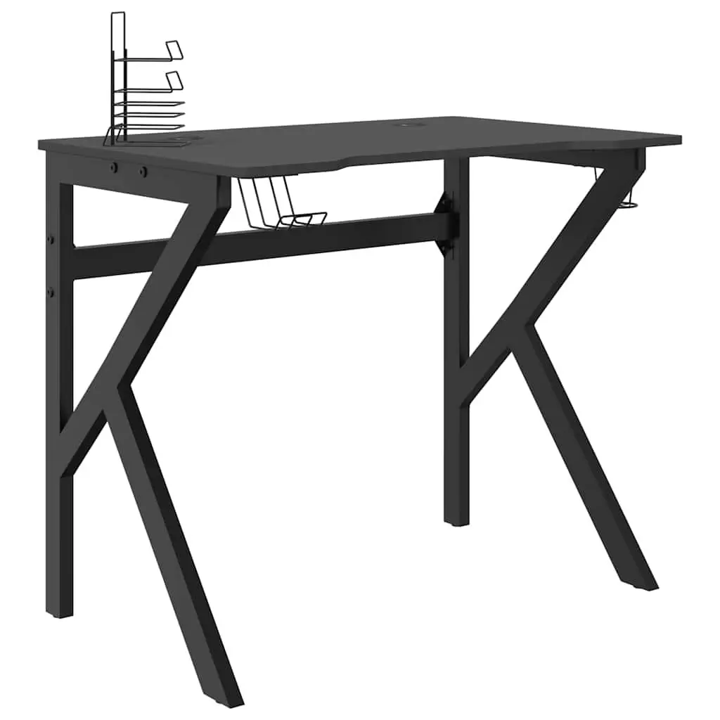 Ergonomic Gaming Desk with Black K Shape Legs