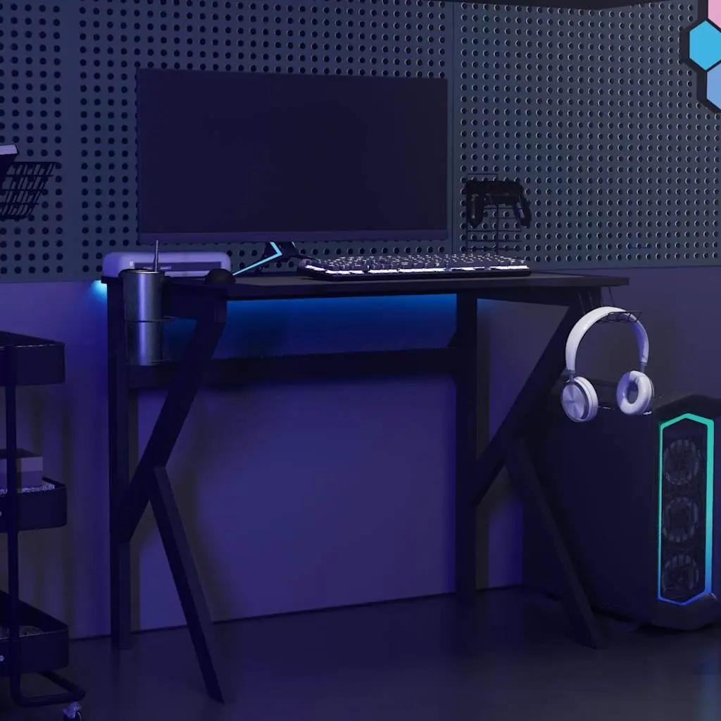 Ergonomic Gaming Desk with Black K Shape Legs