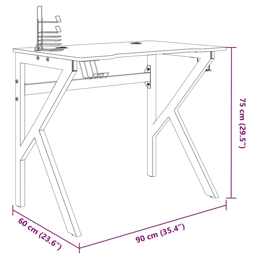 Ergonomic Gaming Desk with Black K Shape Legs
