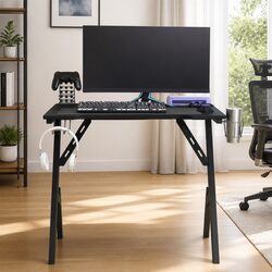 Black Gaming Desk with Y Shape Legs for Comfort