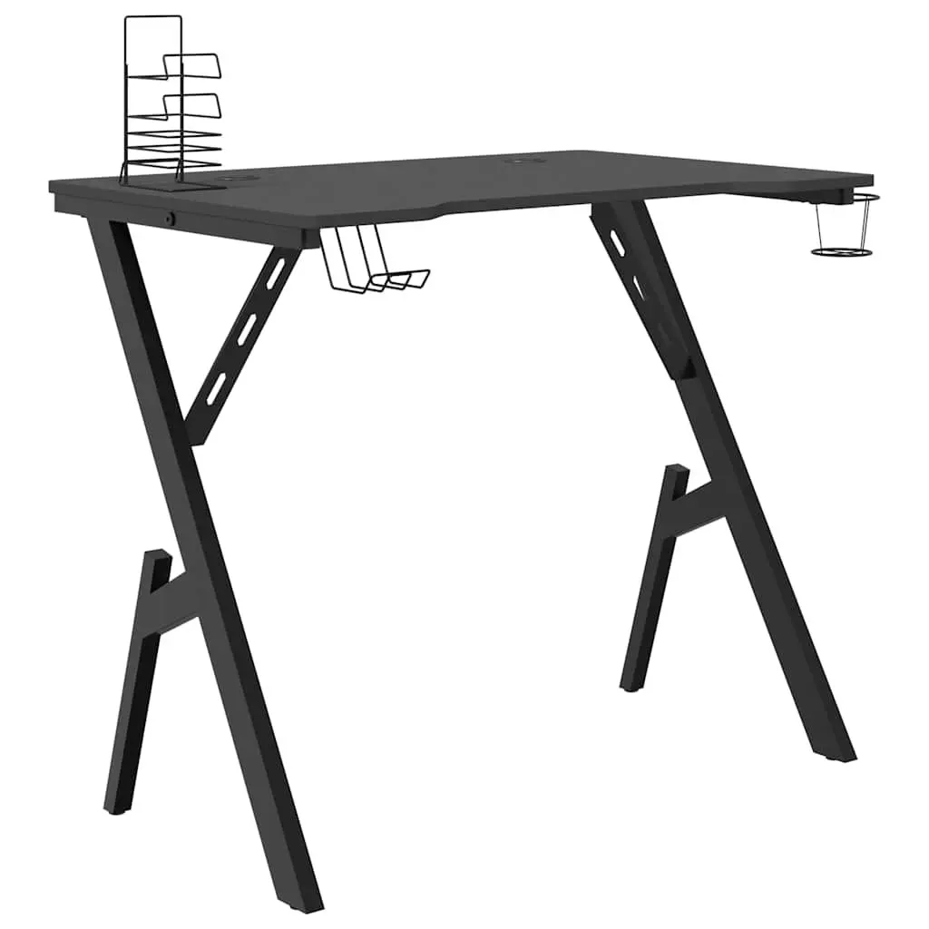 Gaming Desk Y Shape Legs Black 90x60x75cm Iron Frame