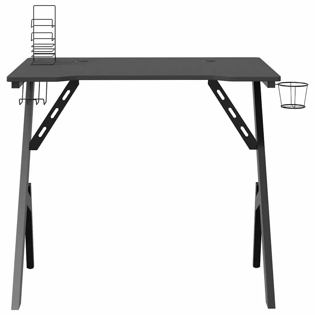 Gaming Desk Y Shape Legs Black 90x60x75cm Iron Frame