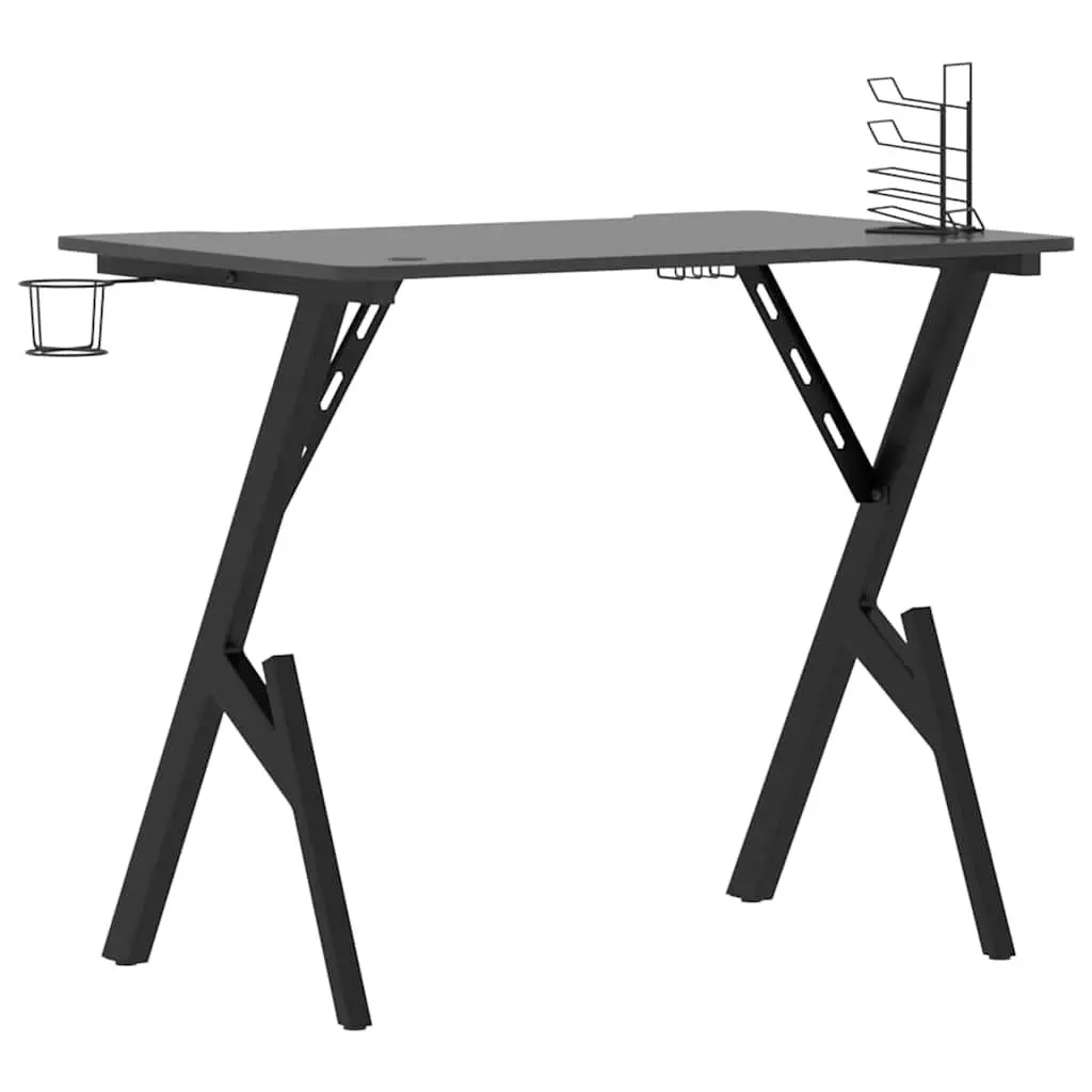 Gaming Desk Y Shape Legs Black 90x60x75cm Iron Frame
