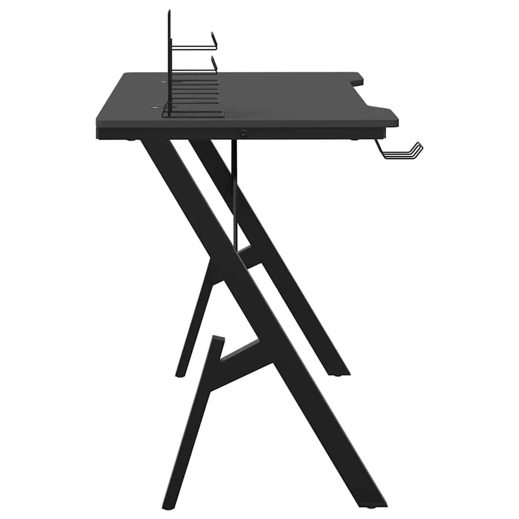 Gaming Desk Y Shape Legs Black 90x60x75cm Iron Frame