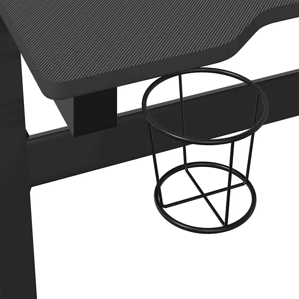 Gaming Desk LED RGB Black Z Shape Legs Computer Workstation Ergonomic Design