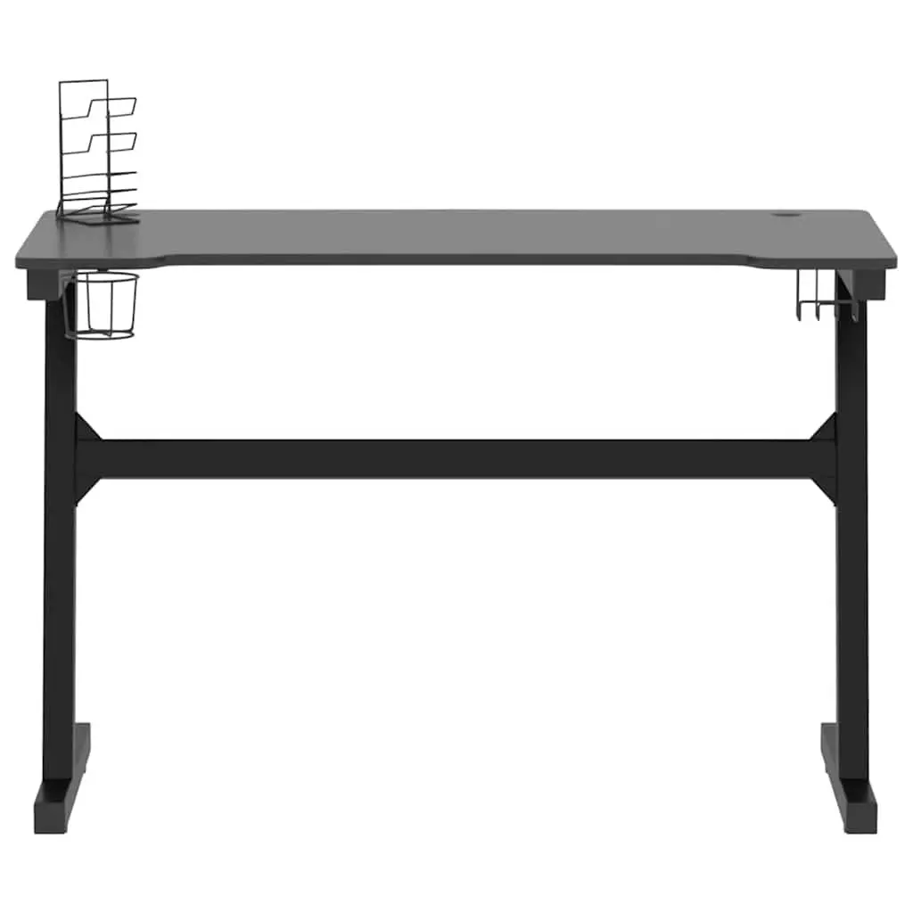 Gaming Desk LED RGB Z Shape Design Computer Workstation 110x60x75cm Black