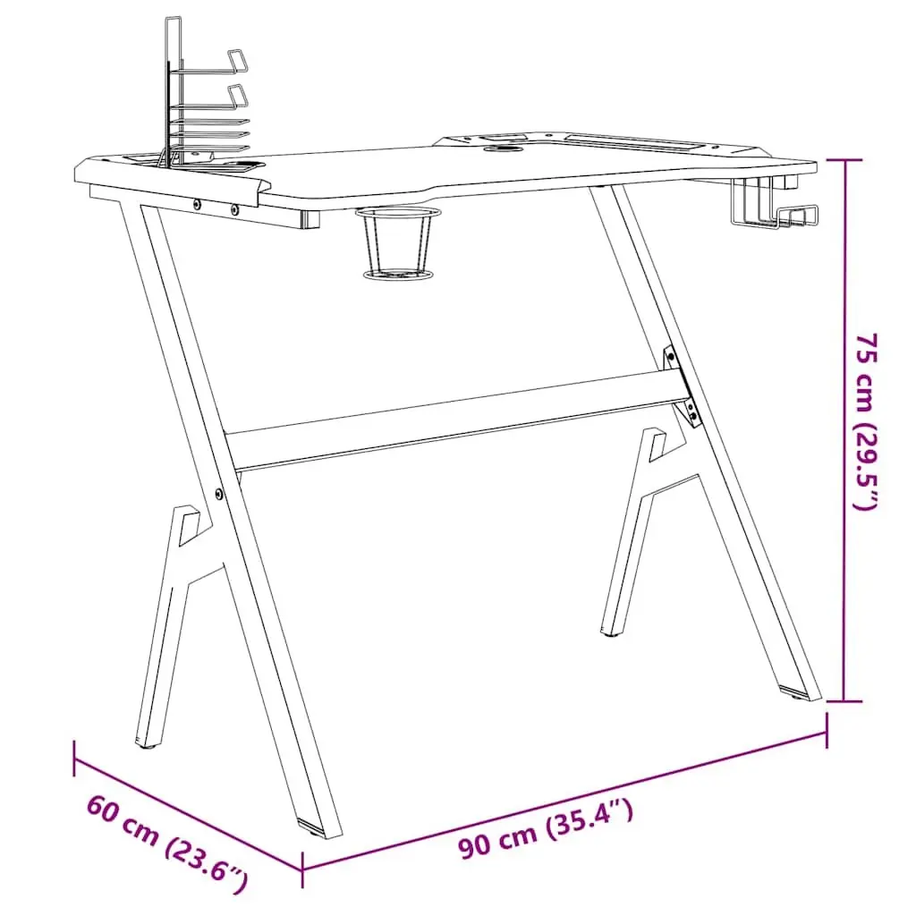 Ergonomic Black Gaming Desk with LED RGB Lighting