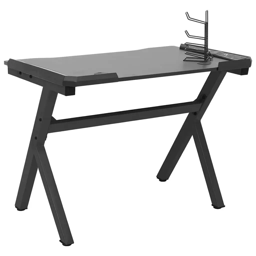 Ergonomic Black Gaming Desk with LED RGB Lighting