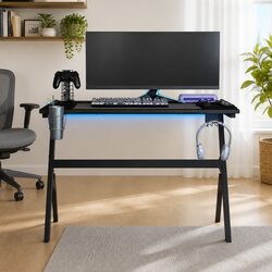 Ergonomic Gaming Desk with RGB Lighting and Racks