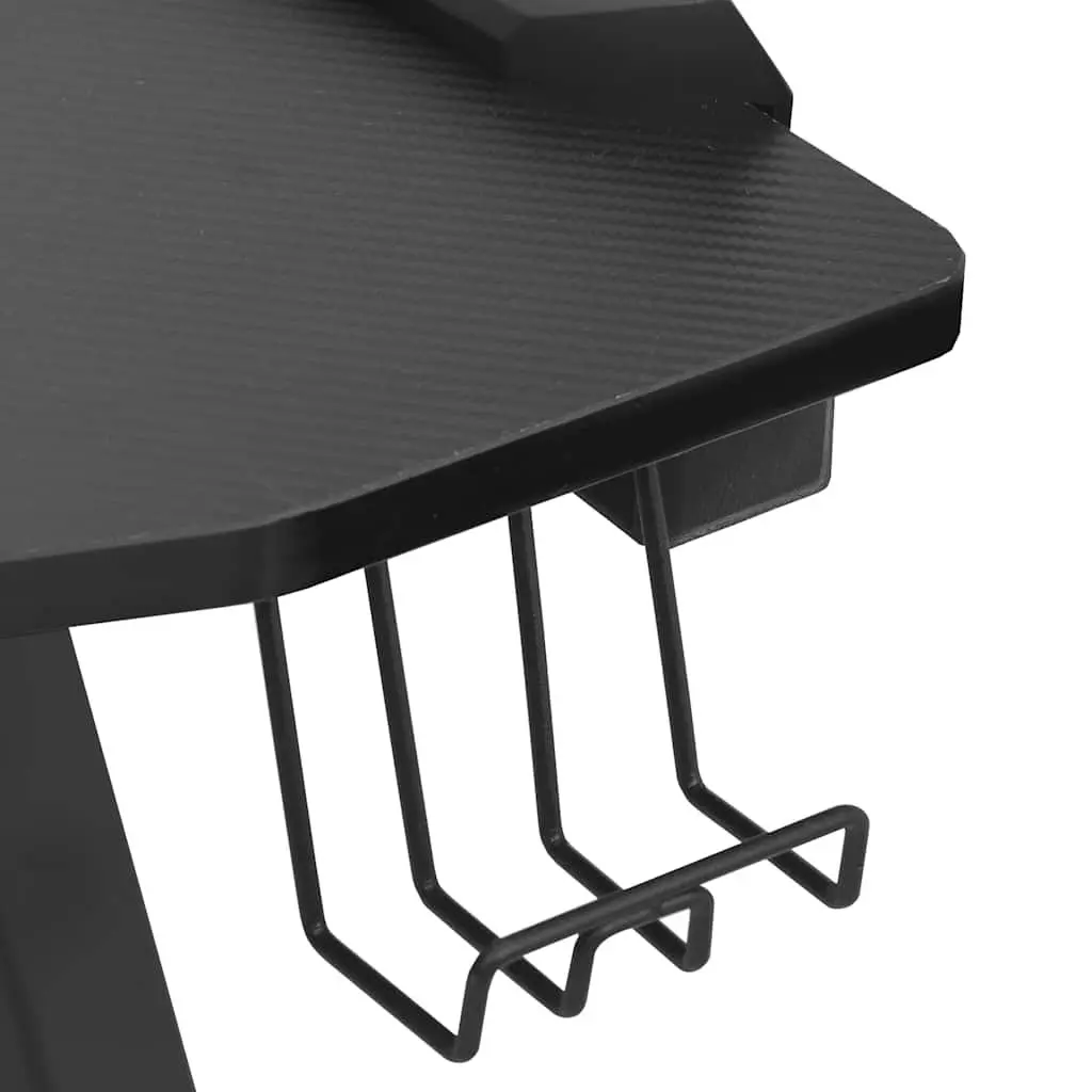 Gaming Desk LED RGB Black Y Shape Computer Workstation with Accessories Racks