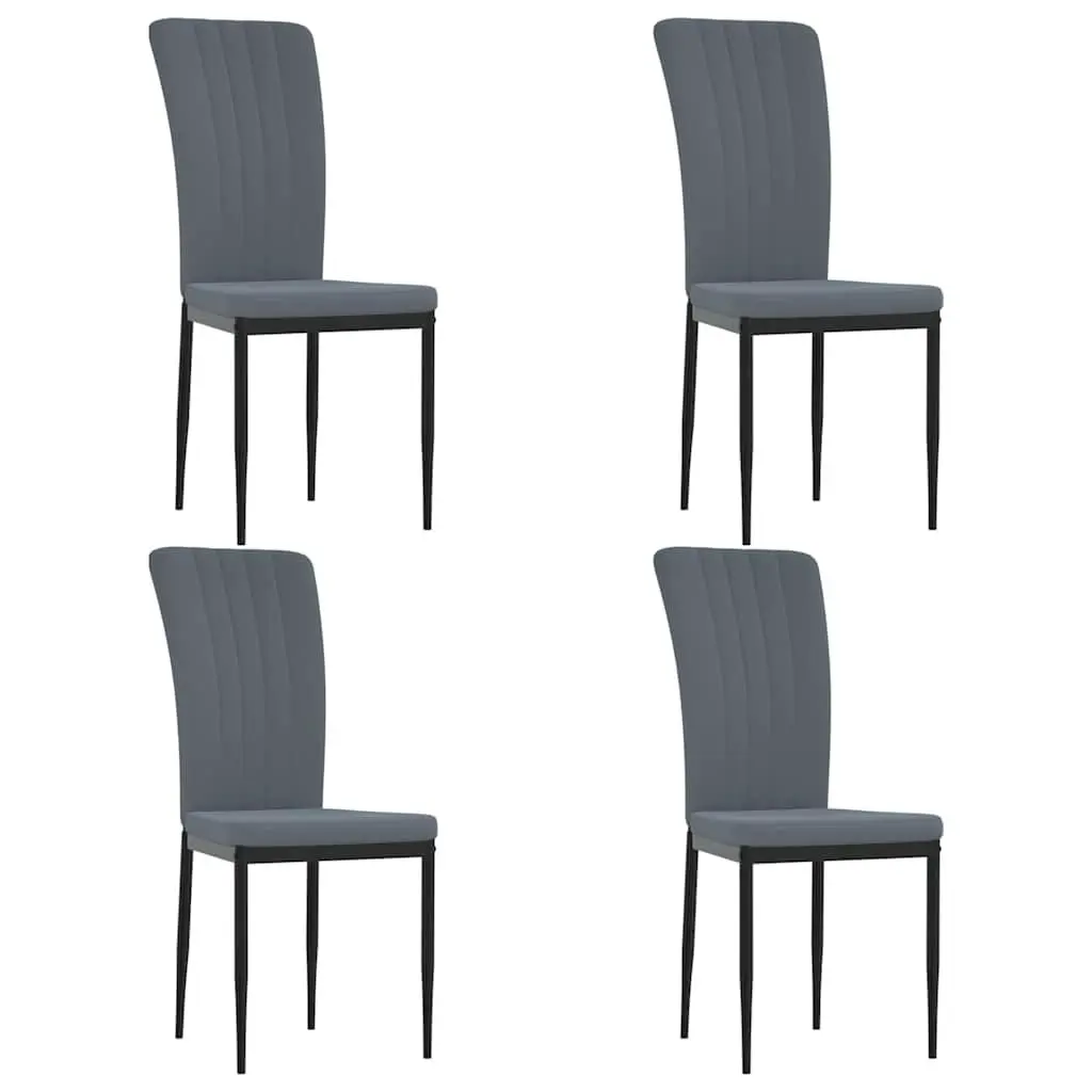 Dining Chairs Set of 4 Grey Velvet Kitchen Seat Padded Backrest Sturdy Frame