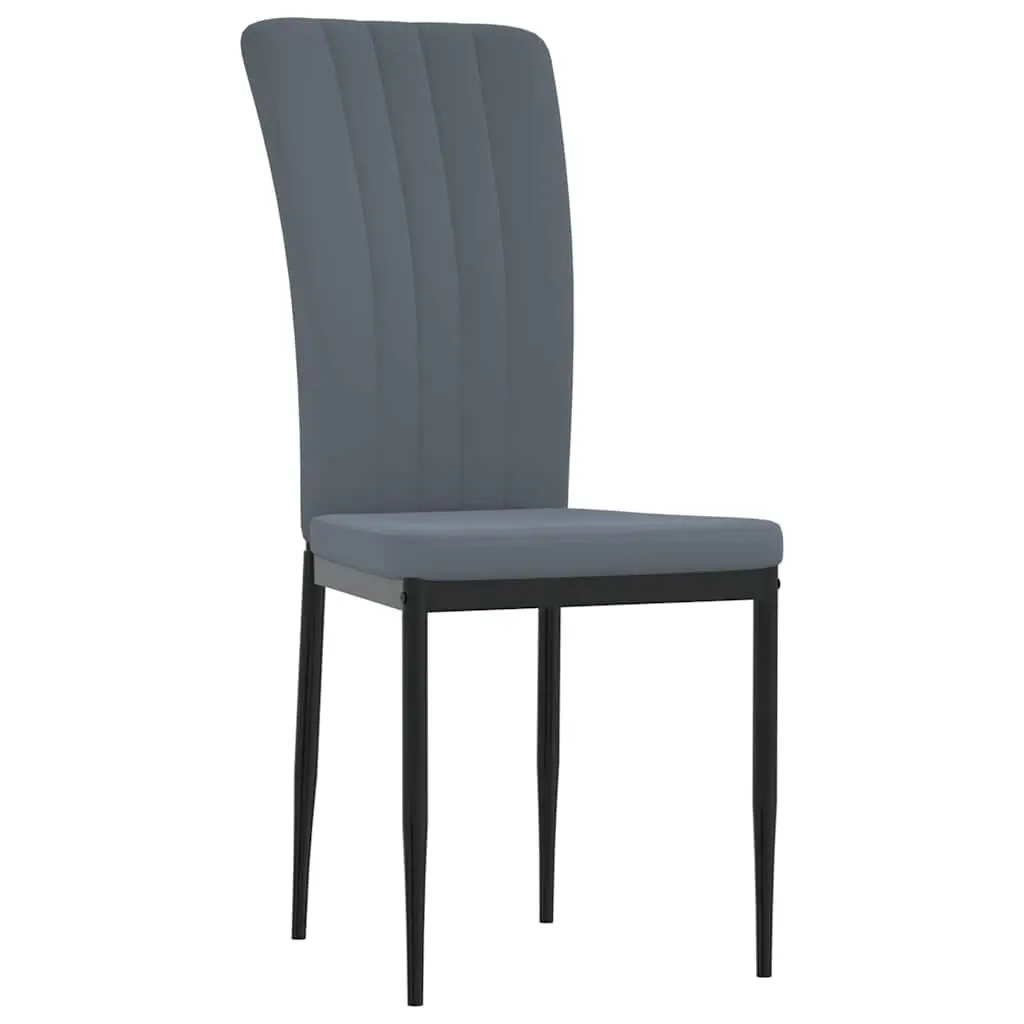 Dining Chairs Set of 4 Grey Velvet Kitchen Seat Padded Backrest Sturdy Frame