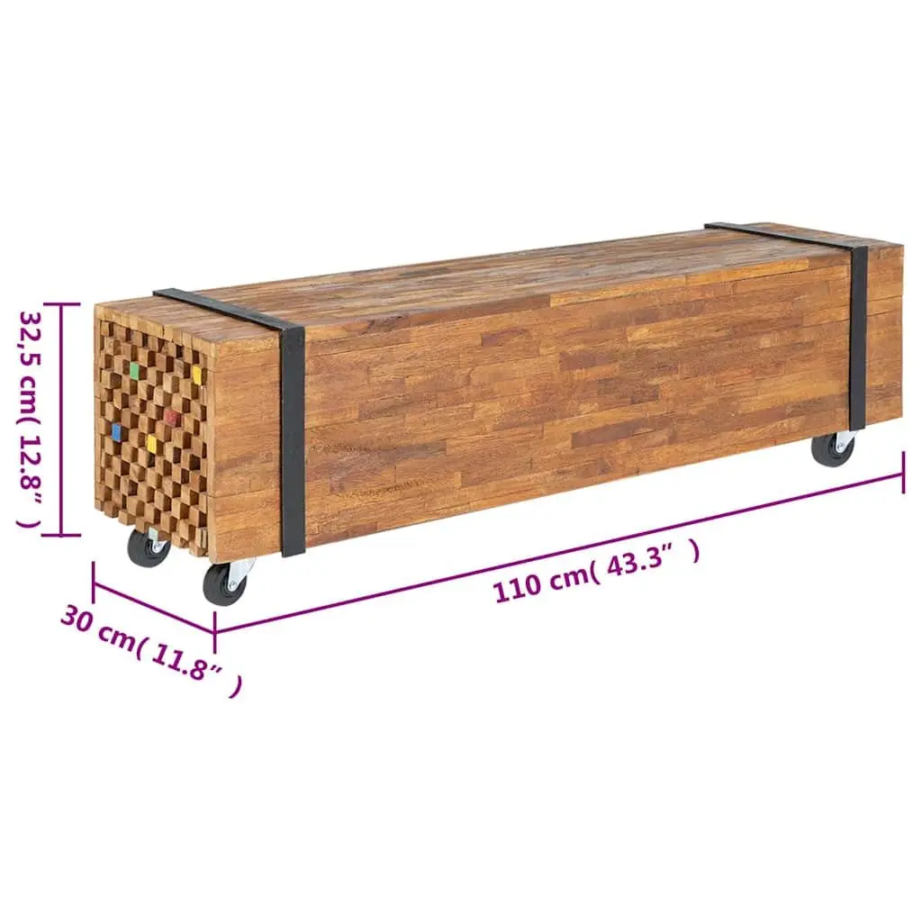 Solid Teak Wood TV Stand for Living Room Storage