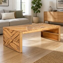 Erosion Design Teak Wood Coffee Table for Living Spaces