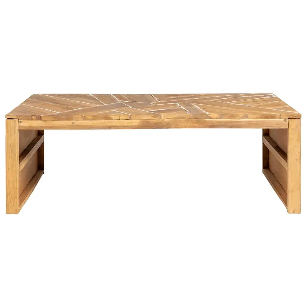 Coffee Table Solid Teak Wood Erosion Design Living Room Accent Furniture Brown