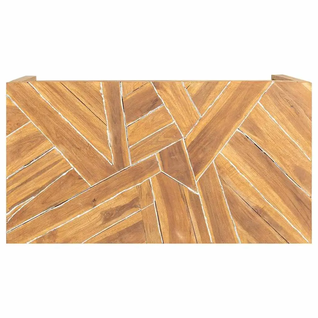 Coffee Table Solid Teak Wood Erosion Design Living Room Accent Furniture Brown