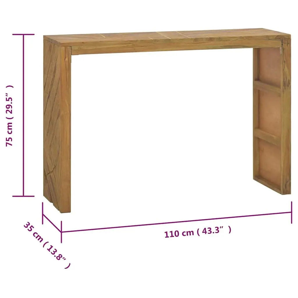 Teak Wood Console Table 110x35x75cm Rustic Style Accent Sideboard for Living Room