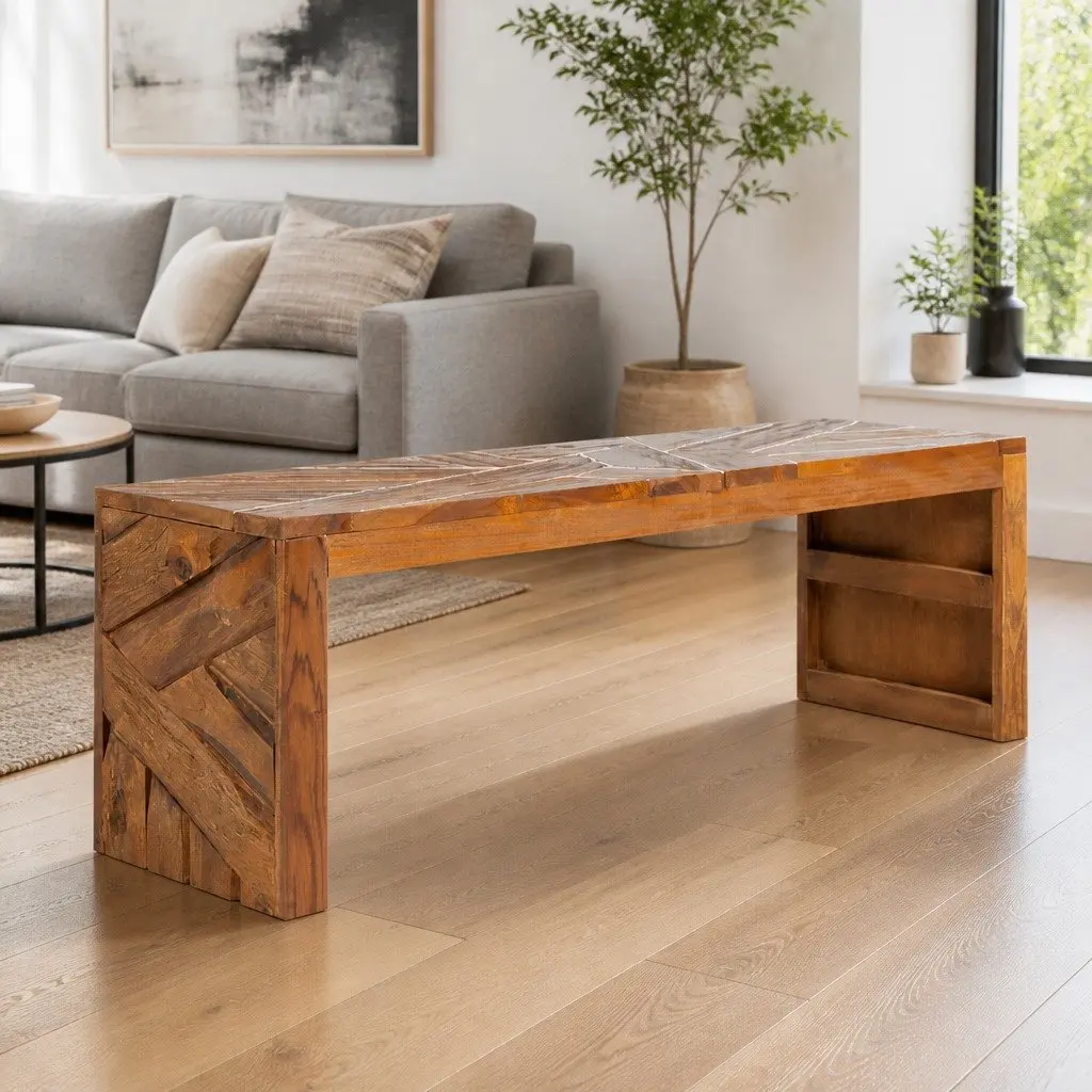 TV Stand Solid Teak Wood Brown 110x60x38 cm Natural Wood Texture 3D Legs