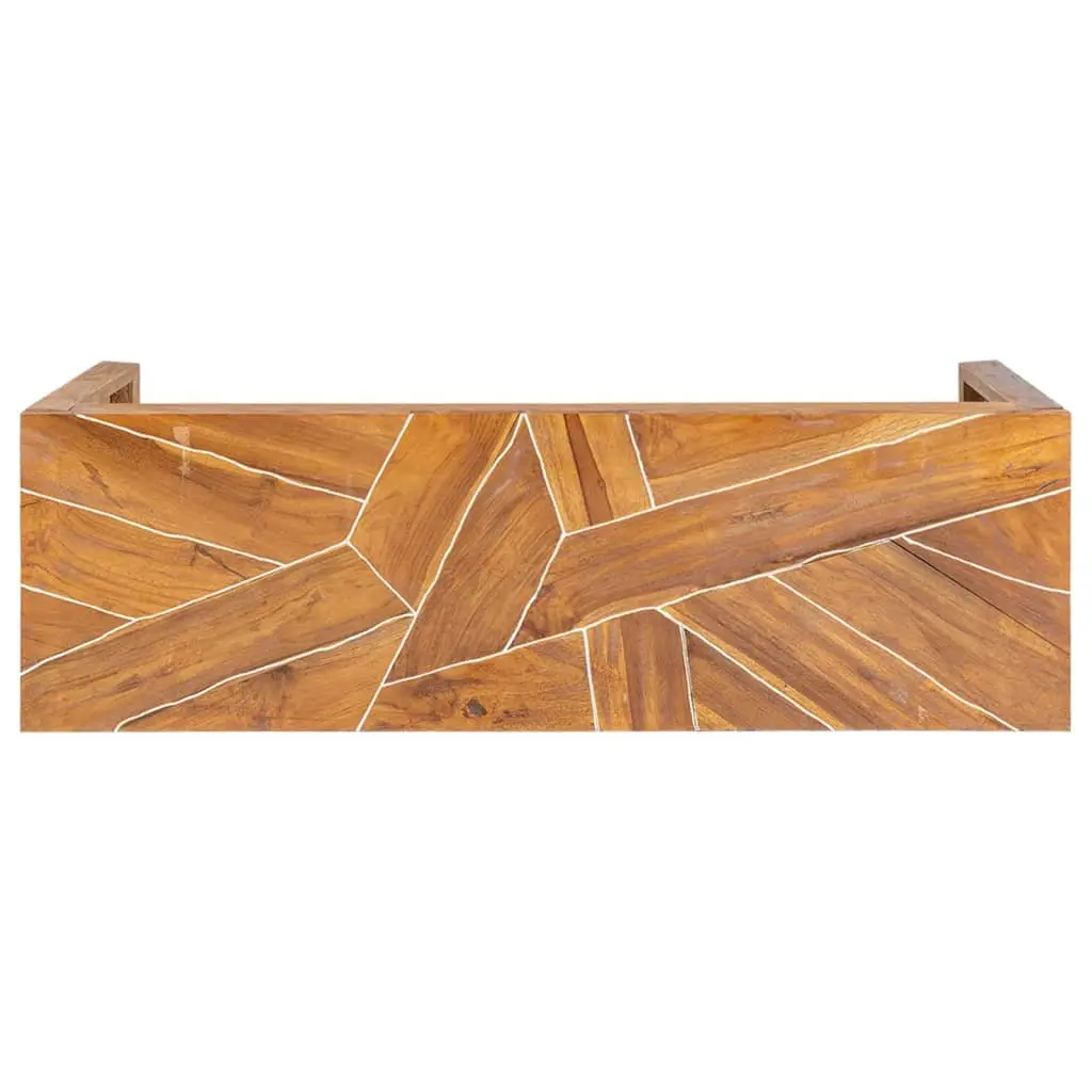 TV Stand Solid Teak Wood Brown 110x60x38 cm Natural Wood Texture 3D Legs