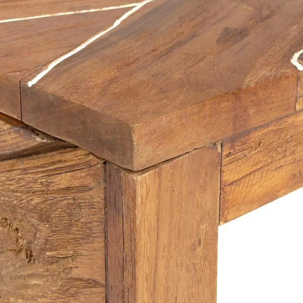 TV Stand Solid Teak Wood Brown 110x60x38 cm Natural Wood Texture 3D Legs