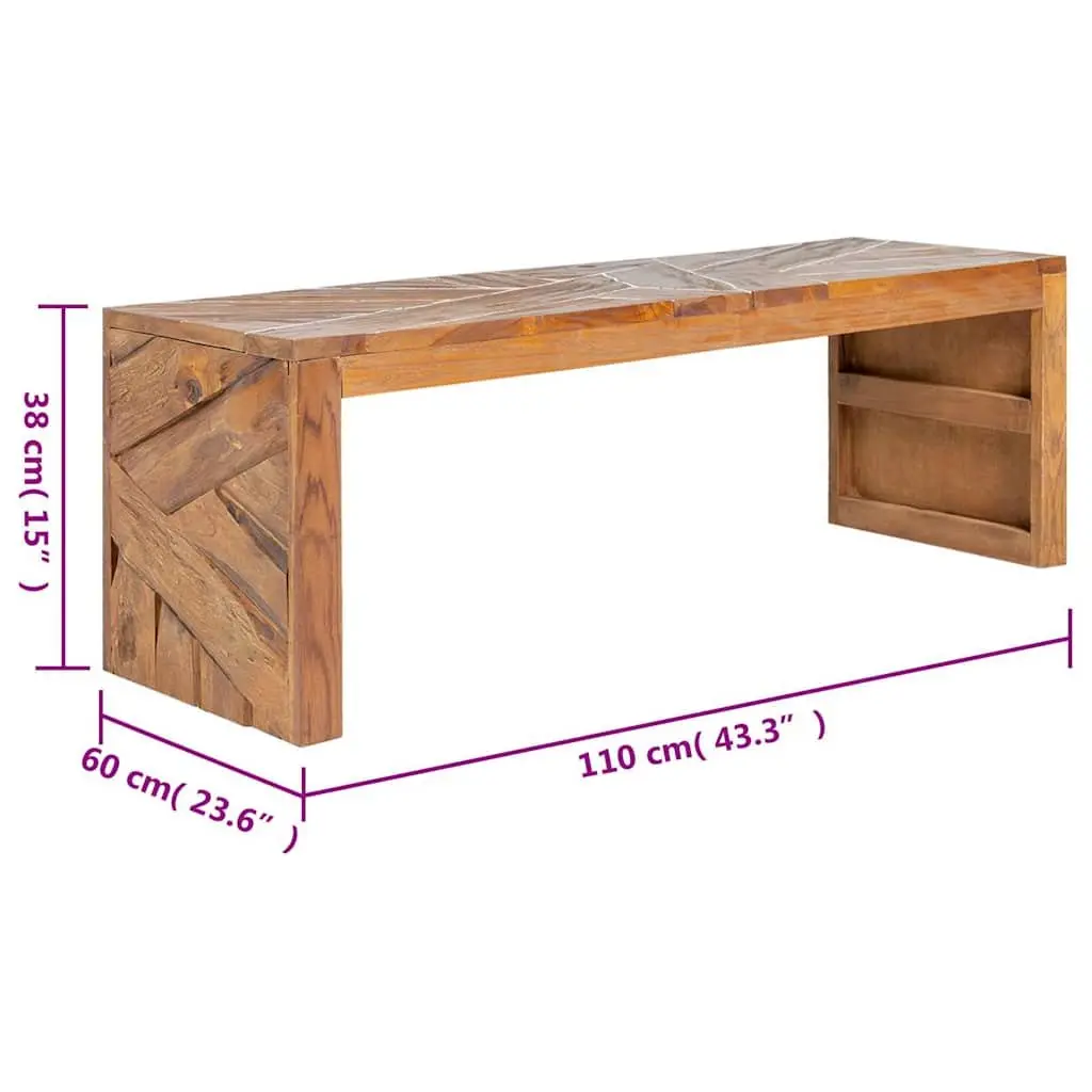TV Stand Solid Teak Wood Brown 110x60x38 cm Natural Wood Texture 3D Legs