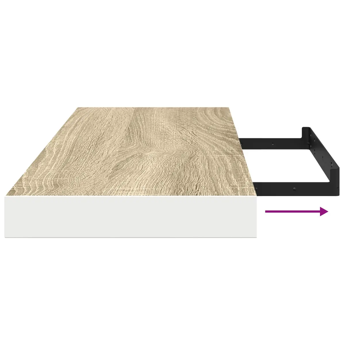 Floating Wall Shelves Oak White 60x23.5cm MDF 2 Piece