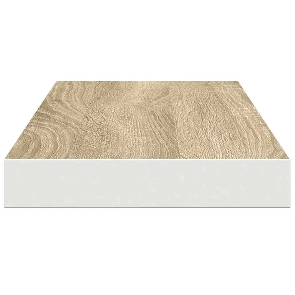 Floating Wall Shelves Oak White 60x23.5cm MDF 2 Piece