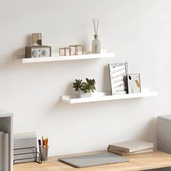 Wall Shelves 2 pcs High Gloss White 60x9x3 cm Floating Storage Display Shelving