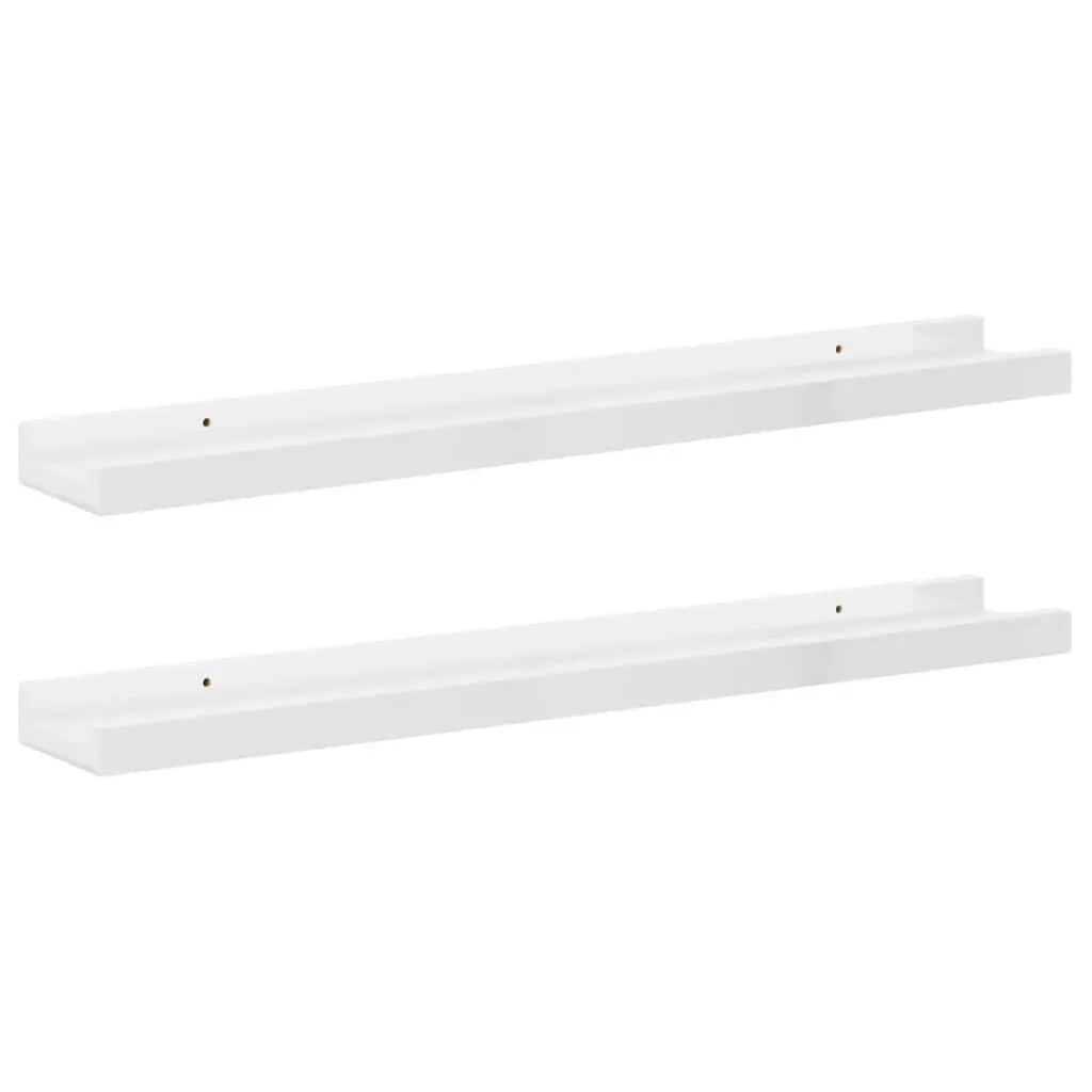 Wall Shelves High Gloss White 60x9x3 cm MDF Floating Storage Display Shelving 2 Piece