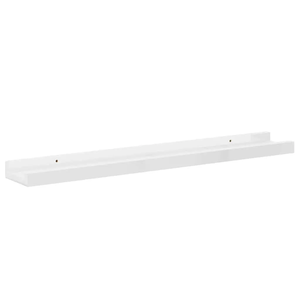 Wall Shelves High Gloss White 60x9x3 cm MDF Floating Storage Display Shelving 2 Piece