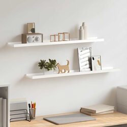 Wall Shelves 2 pcs High Gloss White Floating Storage Display Shelving Unit