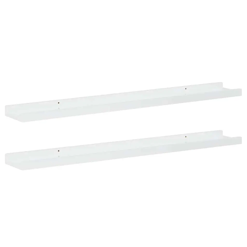 Wall Shelves High Gloss White 80 x 9 x 3 cm MDF 2 Piece Floating Storage Display Unit