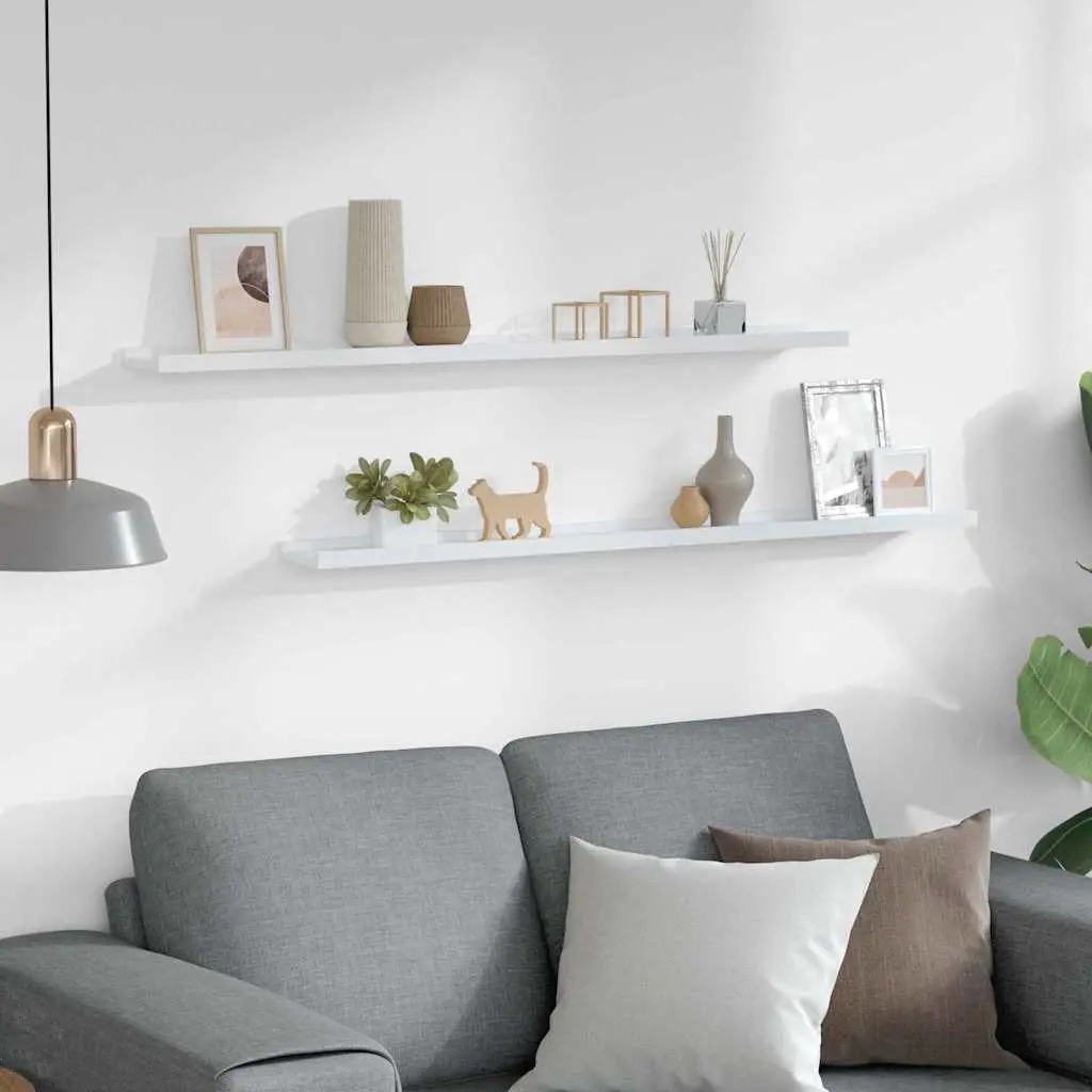 Wall Shelves Floating White 100x9x3 cm Storage Display Shelving 2 Piece