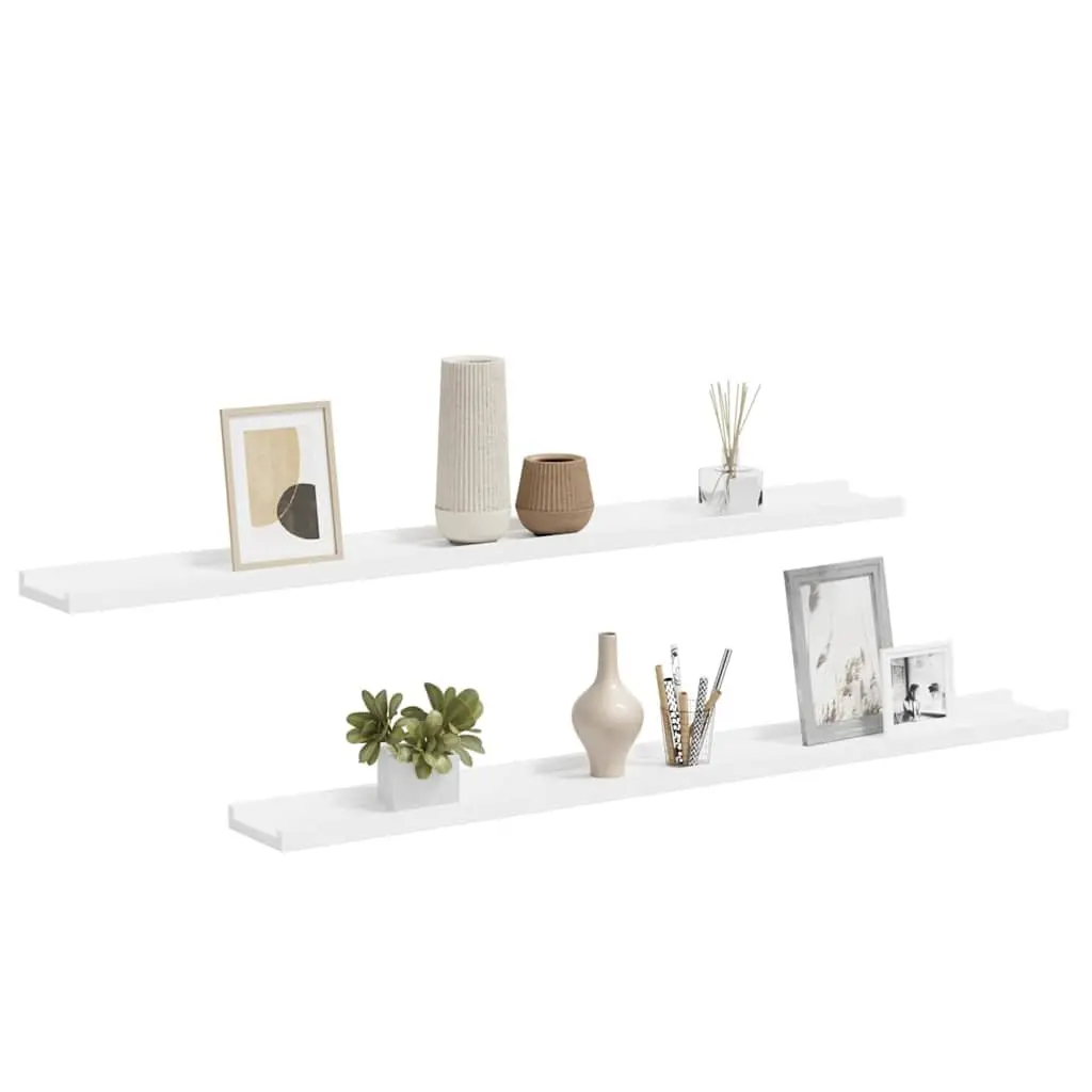 Wall Shelves Floating White 100x9x3 cm Storage Display Shelving 2 Piece