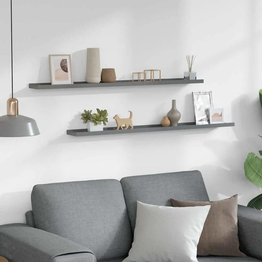 Wall Shelves Grey 100x9x3 cm MDF Floating Shelving Unit