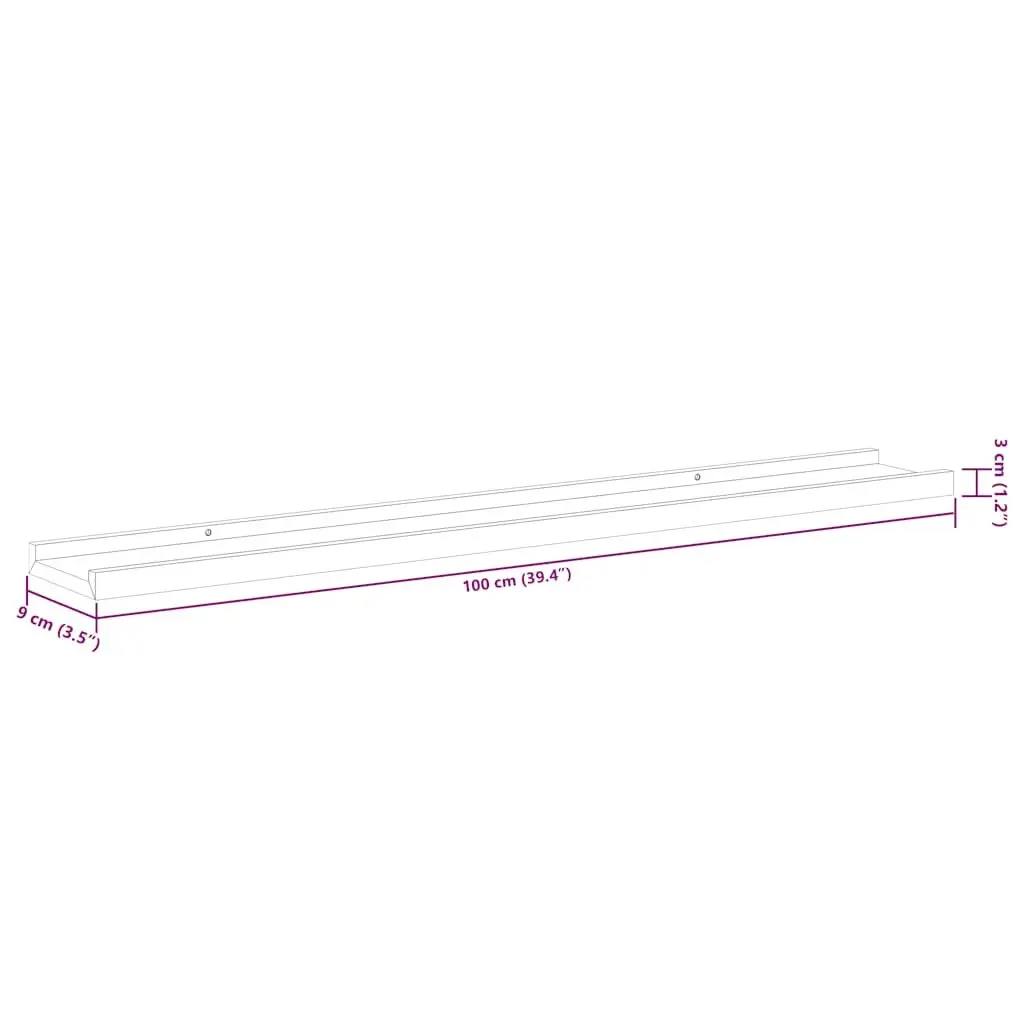 Wall Shelves Grey 100x9x3 cm MDF Floating Shelving Unit
